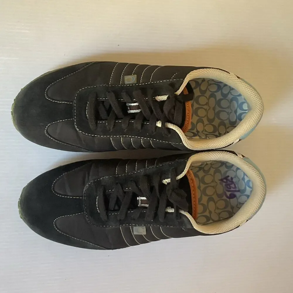 Vintage Coach Sneakers Nikki Black Suede Nylon Women’s 7 Retro 2000s Y2K